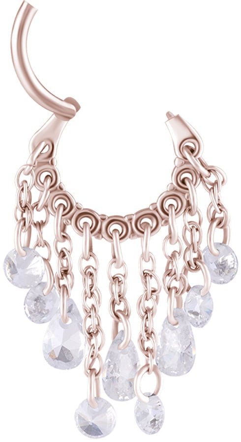 RG 316 HINGED RING WITH PEAR SHAPE AND ROUND STONE DANGLES 1,2x8mm WH