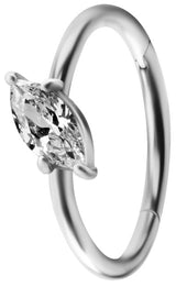 SS 316 HINGED RING SET W. MARQUISE ZIRCONIA 1,2x12mm WH