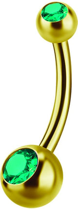 GD 316 6mm DOUBLE JEWEL NAVEL BARBELLS