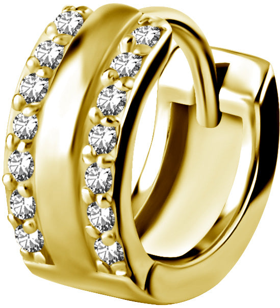 GD 316 HUGGIE HOOP PAVE SETTING 2 ROWS (PAIR) 0,8x10mm WH
