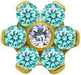 GD TT int FLOWER SET W/LAB CREATED GEMSTONE 1,2x4mm