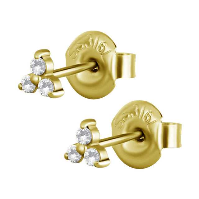 GD 316L TRINITY EARSTUDS SET W. CUBIC ZIRCONIA (PAIR) 0,8mm - 4mm - WH