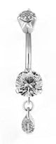 SS 316 MINI DOUBLE JEWEL BELLY BANANAS W/DANGLES 1,6x10mm model 01