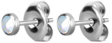 SS 316 FLAT JEWELLED DISC EAR STUDS (PAIR) 3mm