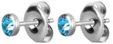 SS 316 FLAT JEWELLED DISC EAR STUDS (PAIR) 3mm