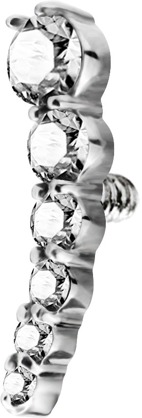 SS 316 int ATTACHMENT 1,2mm CUBIC ZIRCONIA mod. 14L Right - WH (15mm)