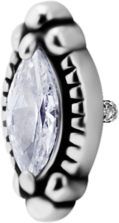SS 316 int ATTACHMENT 1,2mm CUBIC ZIRCONIA mod. 53 - WH (7mm)