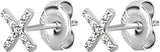SS 316L X EARSTUDS SET W. CUBIC ZIRCONIA (PAIR) 0,8mm - CR