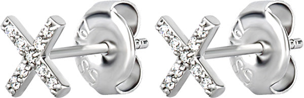 SS 316L X EARSTUDS SET W. CUBIC ZIRCONIA (PAIR) 0,8mm - CR