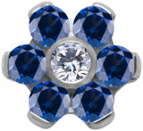 TT int FLOWER SET W/LAB CREATED GEMSTONE 1,2x4mm