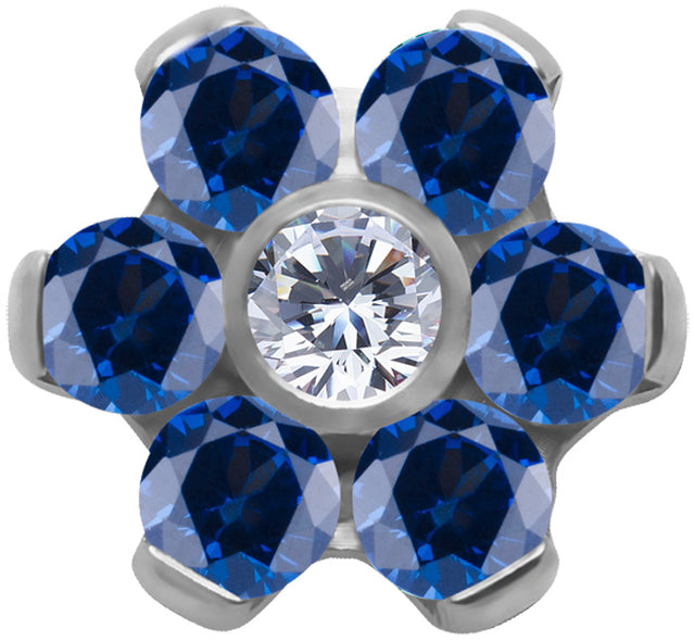 TT int FLOWER SET W/LAB CREATED GEMSTONE 1,2x4mm