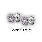 SS 316 FLOWER EAR STUDS W/ ZIRCONIA (PAIR)