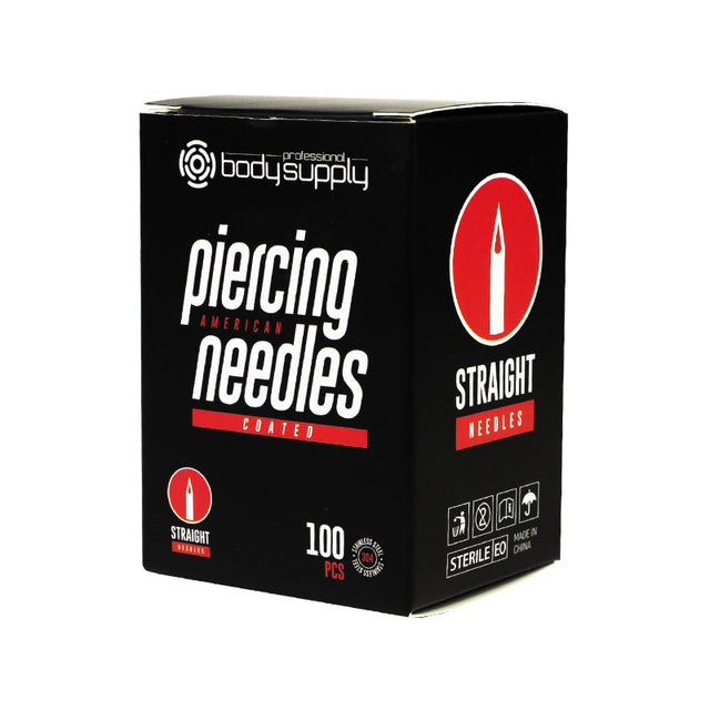 BodySupply beschichtete, sterile, gerade Piercingnadeln 100 St.