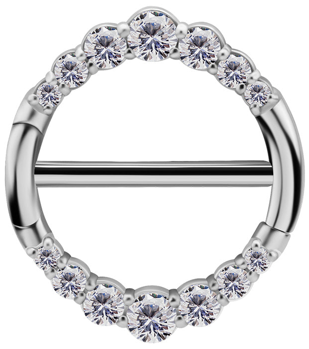 SS 316 JEWELLED DOUBLE NIPPLE CLICKER RING