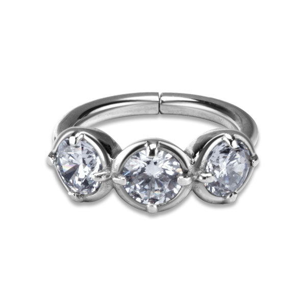 SS 316 HINGED RING W/ZIRCONIA mod.17