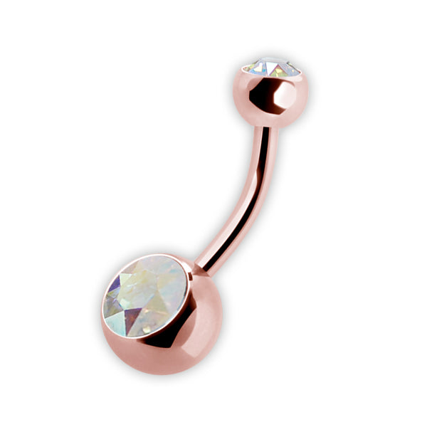RG 316 8mm DOUBLE JEWEL NAVEL BARBELLS