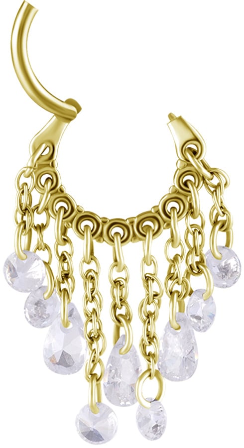 GD 316 HINGED RING WITH PEAR SHAPE AND ROUND STONE DANGLES 1,2x8mm WH