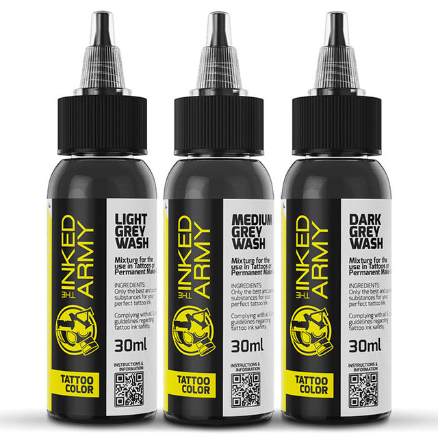 The Inked Army REACH Tattoofarbe - Grey Wash Set 3 pcs (30 ml)