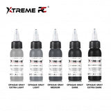 XTreme Ink Tattoofarbe - Opaque Gray Set (5 x 30 ml)