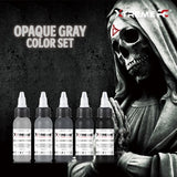XTreme Ink Tattoofarbe - Opaque Gray Set (5 x 30 ml)