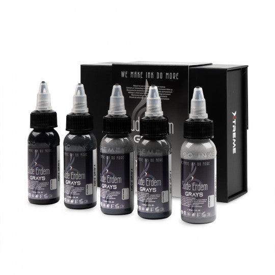 XTreme Ink Tattoofarbe - Suede Erdem Grays Set (5 x 30 ml)