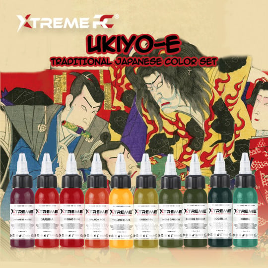 XTreme Ink Tattoofarbe - Traditional Japanese Color Set (10 x 30 ml)