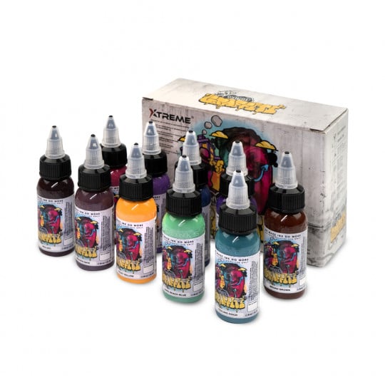 XTreme Ink Tattoofarbe - Kyle Warwick Psychedelic Graffiti Set (10 x 30 ml)