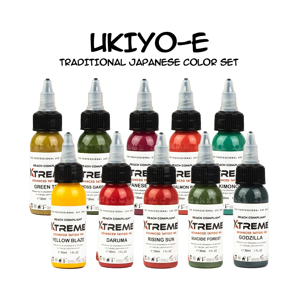 XTreme Ink Tattoofarbe - Traditional Japanese Color Set (10 x 30 ml)