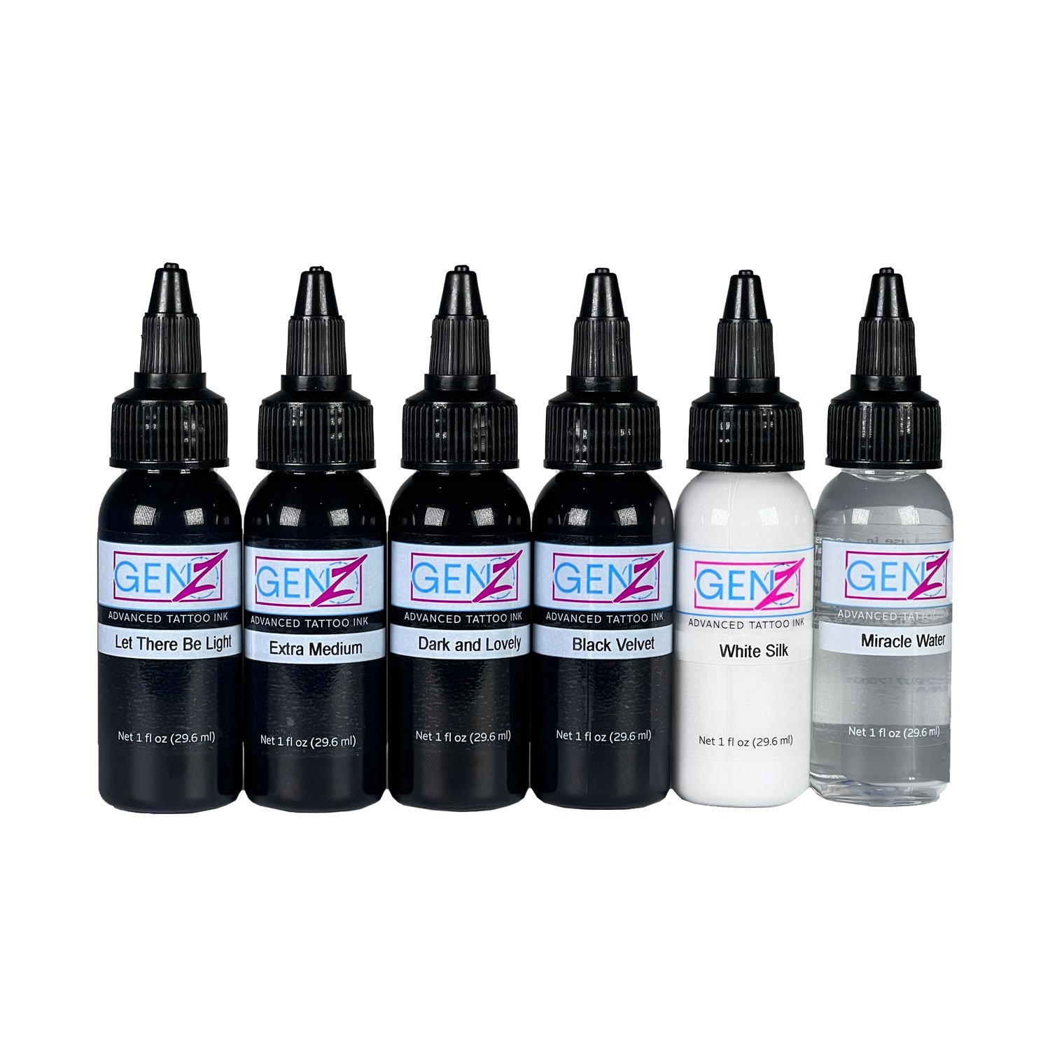 Intenze Ink Tattoofarbe REACH - Gangster Grey Set (6 x 30 ml)