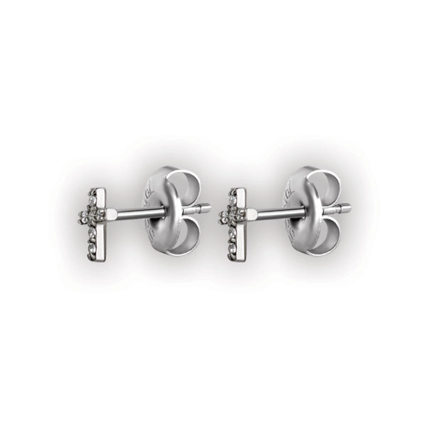 SS 316 CROSS STUD W/ MICROPAVE SETTING (PAIR) WH