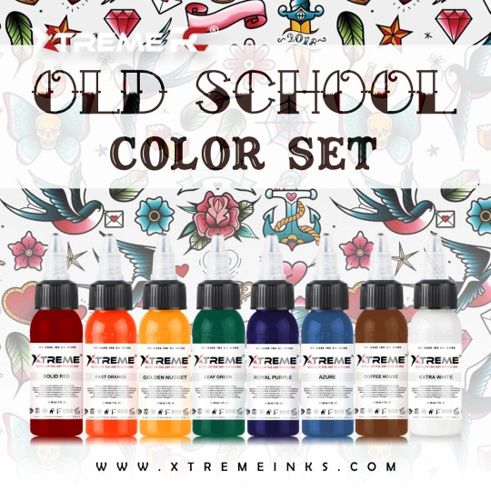 Xtreme Ink Tattoofarbe - Old School Color Set (8 x 30 ml)