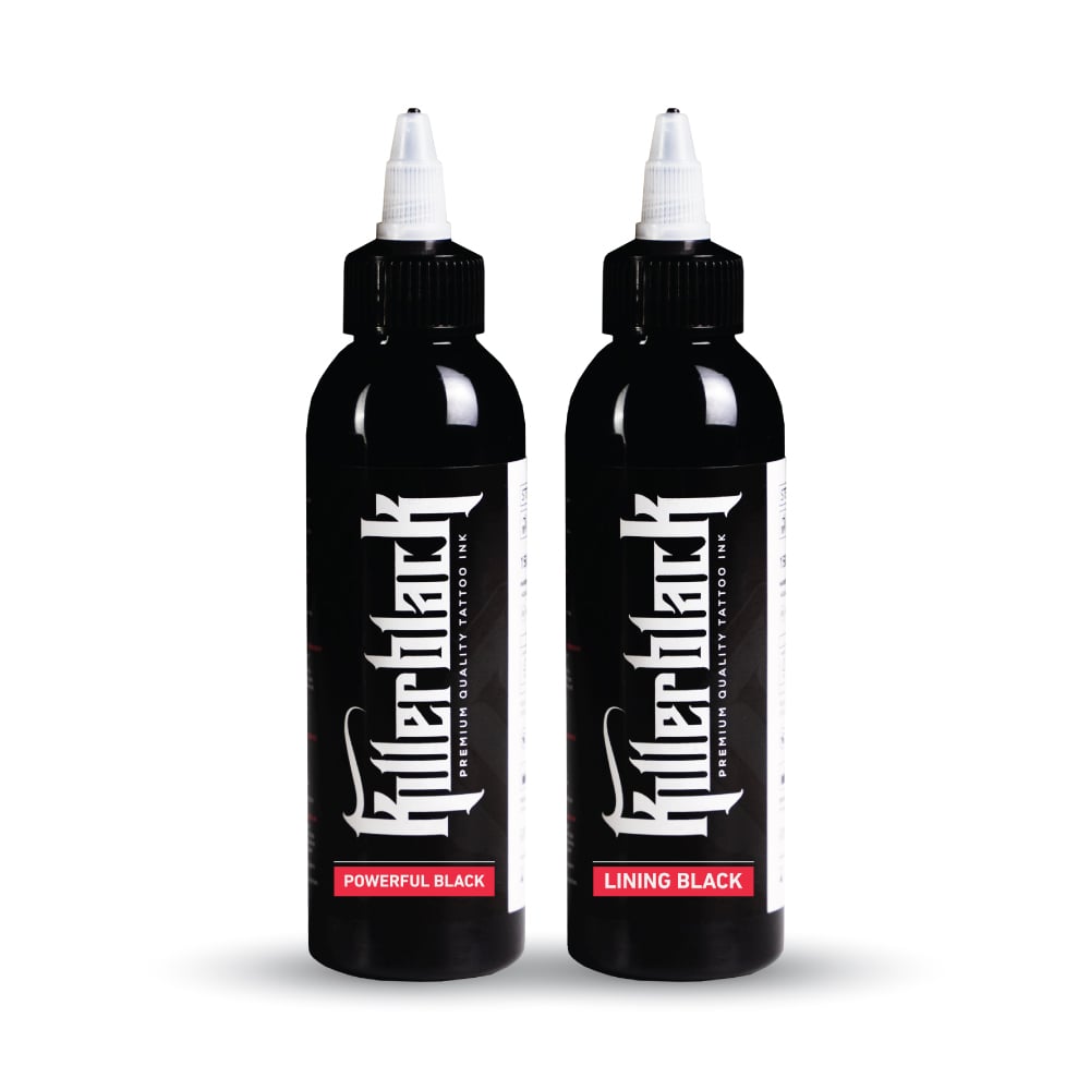 Killerblack Tattoo Ink - Lining Black + Powerful Black (2 x 150 ml) - Europa