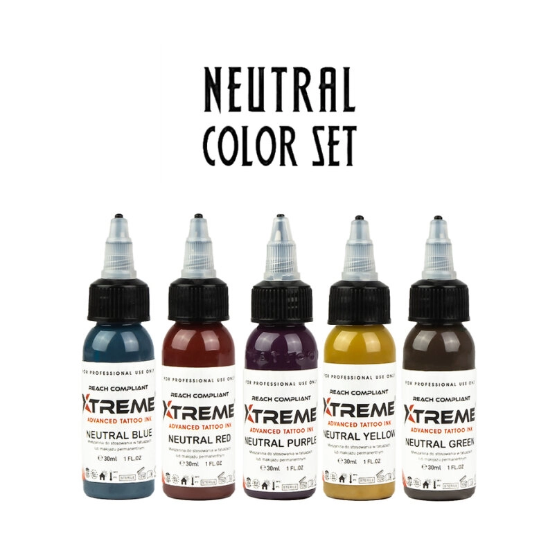 XTreme Ink Tattoofarbe - Neutral Set (5 x 30 ml)