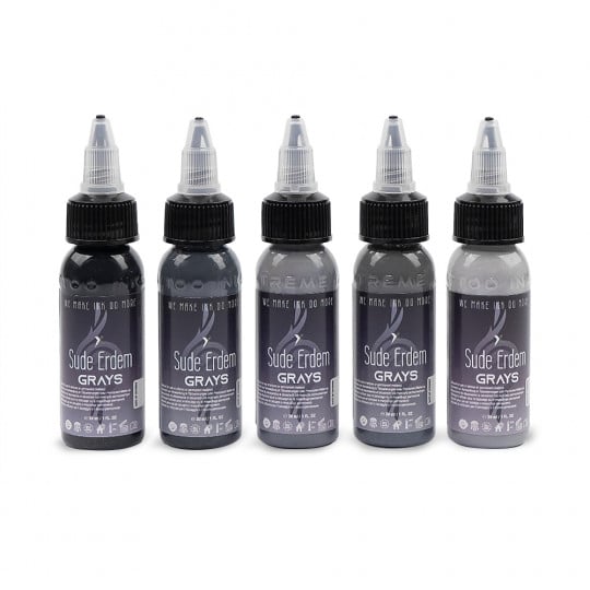 XTreme Ink Tattoofarbe - Suede Erdem Grays Set (5 x 30 ml)