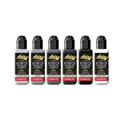 Kuro Sumi Imperial Tattoofarbe - Marble Stone Set (6 x 44 ml)