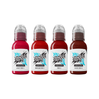 World Famous Limitless Tattoofarbe - Shades of Red Collection Set (4 x 30 ml)