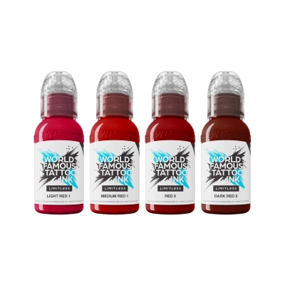 World Famous Limitless Tattoofarbe - Shades of Red Collection Set (4 x 30 ml)