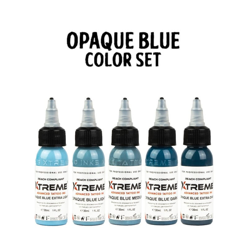 XTreme Ink Tattoofarbe - Opaque Blue Set (5 x 30 ml)