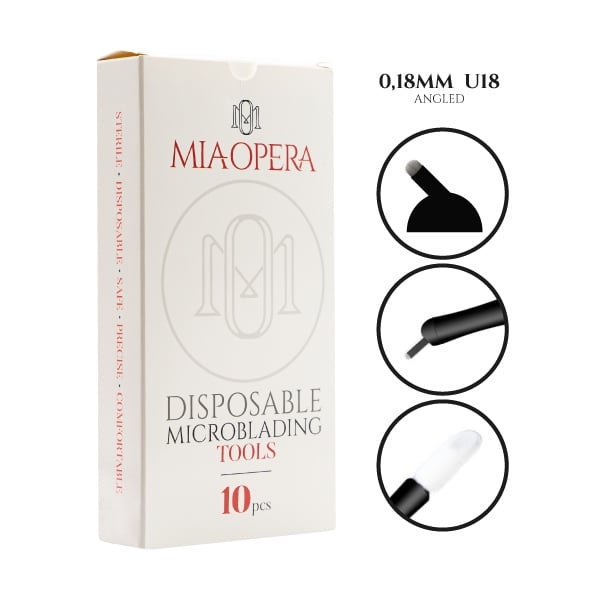 MiaOpera Einweg-MicroBlading-Tools 10 St. - U18 Angled (0,18 mm)