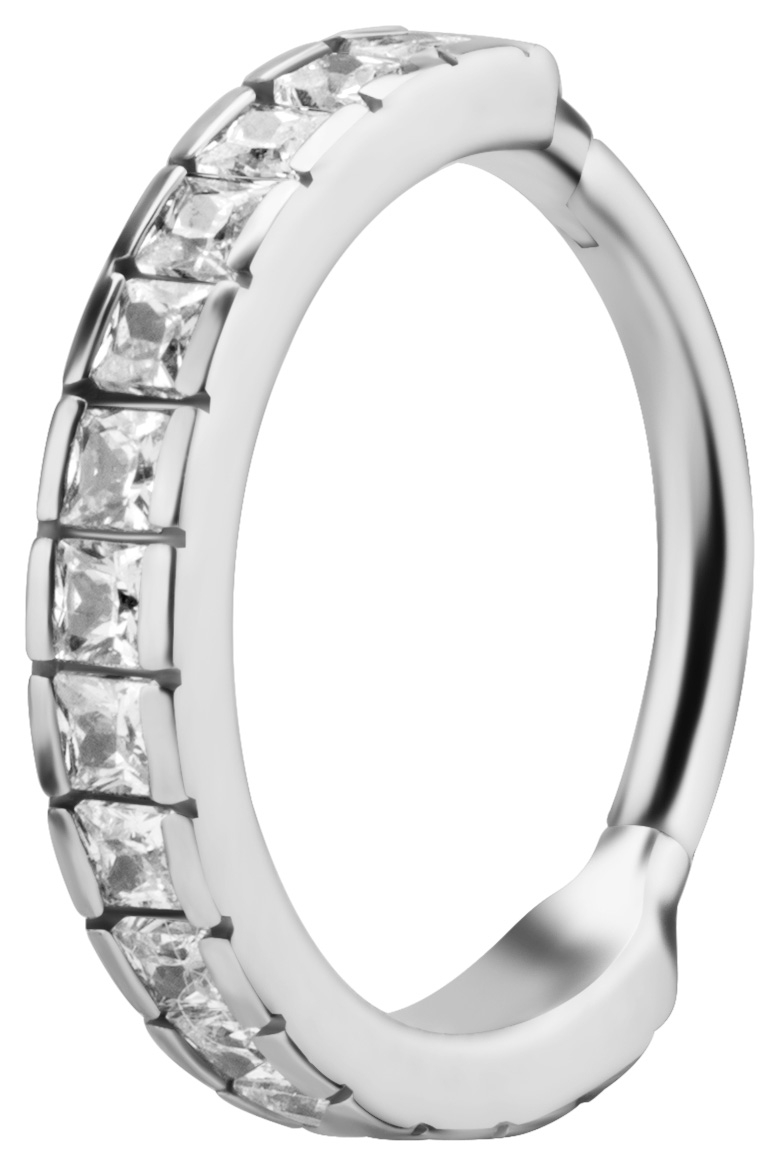 SS 316 HINGED RING SET W. SQUARE ZIRCONIA