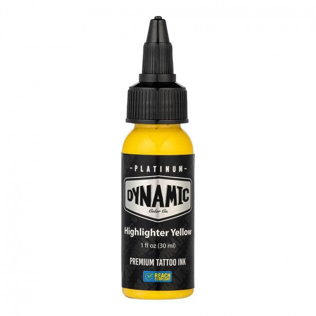 Dynamic Platinum Tattoo Ink - Highlighter Yellow (30 ml) - Reach-konform